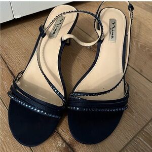 EUC Nina satin and rhinestone shoes